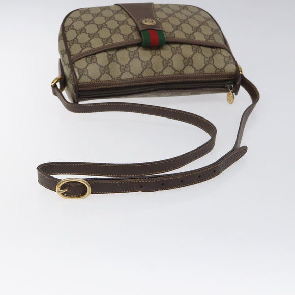 GUCCI GG Supreme Web Sherry Line Bag PVC Beige Gold 89 02 032 Auth th5867