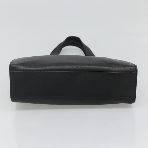 GUCCI Hand Bag Leather Black Gold Auth th5874