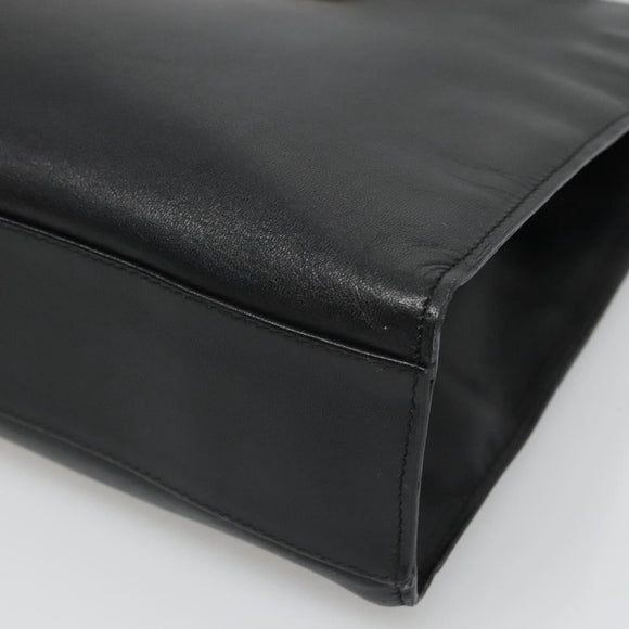 GUCCI Hand Bag Leather Black Gold Auth th5874