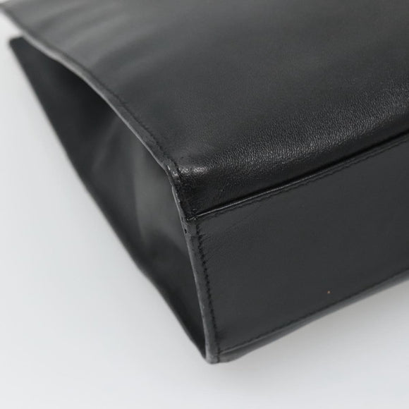 GUCCI Hand Bag Leather Black Gold Auth th5874