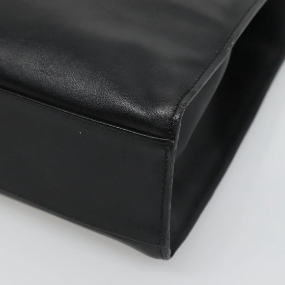 GUCCI Hand Bag Leather Black Gold Auth th5874