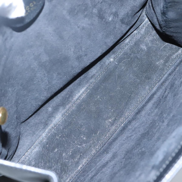 GUCCI Hand Bag Leather Black Gold Auth th5874