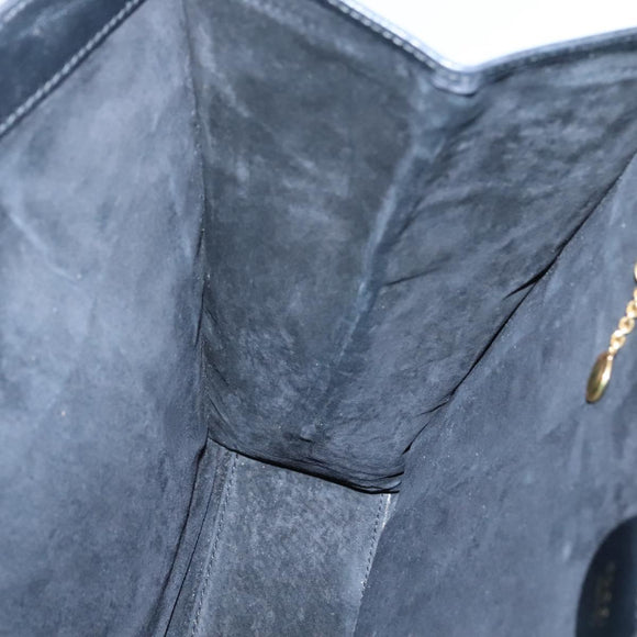 GUCCI Hand Bag Leather Black Gold Auth th5874