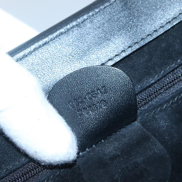 GUCCI Hand Bag Leather Black Gold Auth th5874