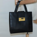 GUCCI Hand Bag Leather Black Gold Auth th5874-22