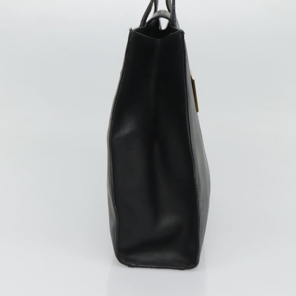 GUCCI Hand Bag Leather Black Gold Auth th5874