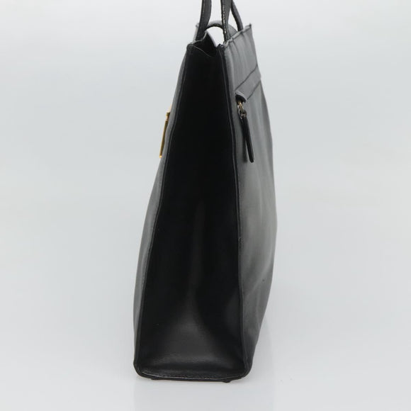 GUCCI Hand Bag Leather Black Gold Auth th5874