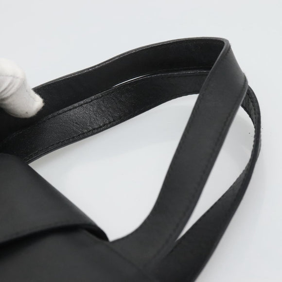 GUCCI Hand Bag Leather Black Gold Auth th5874