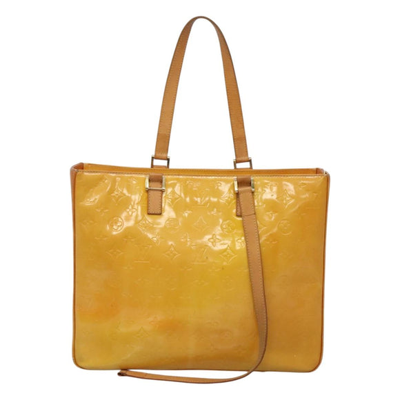 LOUIS VUITTON Monogram Vernis Columbus Tote Bag Lime Yellow M91047 Auth th5893