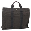 HERMES Her Line MM Hand Bag Canvas Gray Silver Auth th5896-1