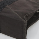 HERMES Her Line MM Hand Bag Canvas Gray Silver Auth th5896-9