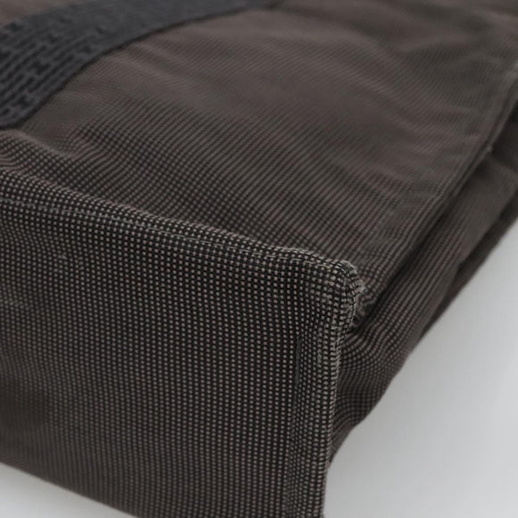 HERMES Her Line MM Hand Bag Canvas Gray Silver Auth th5896