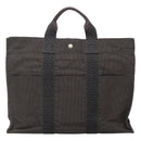 HERMES Her Line MM Hand Bag Canvas Gray Silver Auth th5896-13