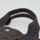 HERMES Her Line MM Hand Bag Canvas Gray Silver Auth th5896-8