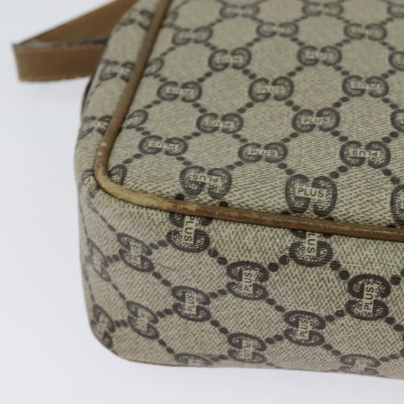 GUCCI GG Plus Supreme Shoulder Bag PVC Leather Beige Gold Auth th5900