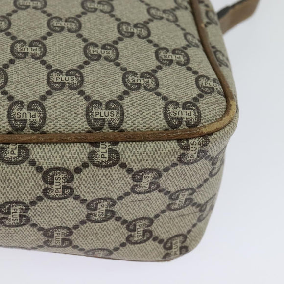 GUCCI GG Plus Supreme Shoulder Bag PVC Leather Beige Gold Auth th5900