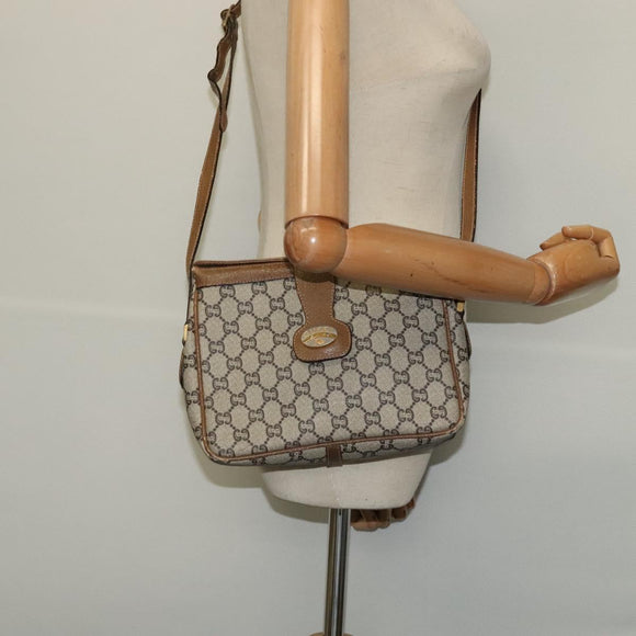GUCCI GG Plus Supreme Shoulder Bag PVC Leather Beige Gold Auth th5900