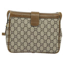 GUCCI GG Plus Supreme Shoulder Bag PVC Leather Beige Gold Auth th5900-2