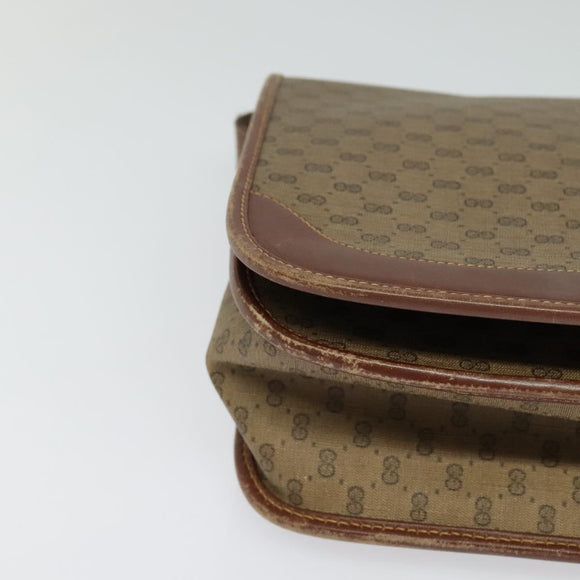 GUCCI Micro GG Supreme Web Sherry Line Bag PVC Beige Gold Auth th5905