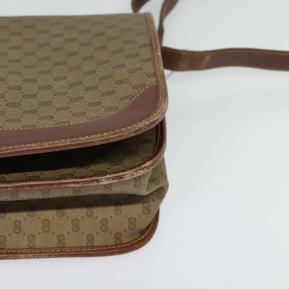 GUCCI Micro GG Supreme Web Sherry Line Bag PVC Beige Gold Auth th5905