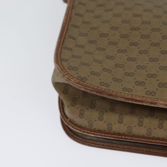 GUCCI Micro GG Supreme Web Sherry Line Bag PVC Beige Gold Auth th5905