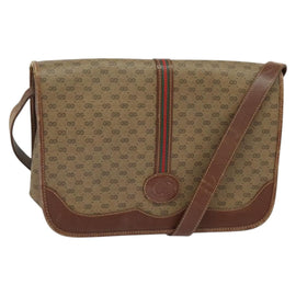 GUCCI Micro GG Supreme Web Sherry Line Bag PVC Beige Gold Auth th5905