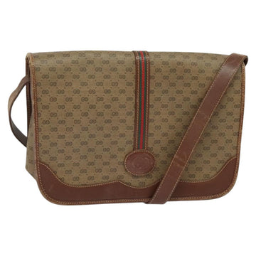 GUCCI Micro GG Supreme Web Sherry Line Bag PVC Beige Gold Auth th5905