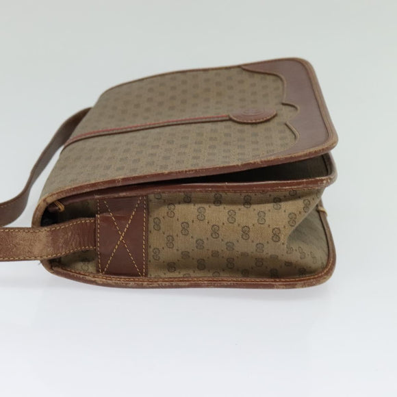 GUCCI Micro GG Supreme Web Sherry Line Bag PVC Beige Gold Auth th5905