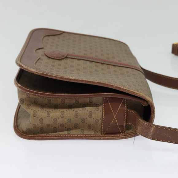 GUCCI Micro GG Supreme Web Sherry Line Bag PVC Beige Gold Auth th5905