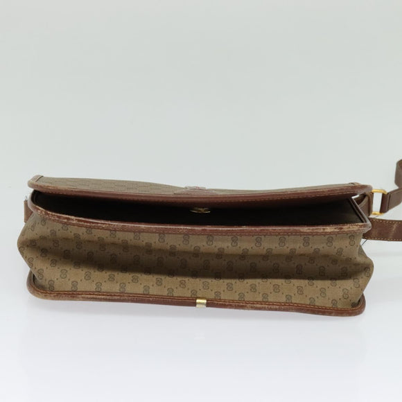 GUCCI Micro GG Supreme Web Sherry Line Bag PVC Beige Gold Auth th5905