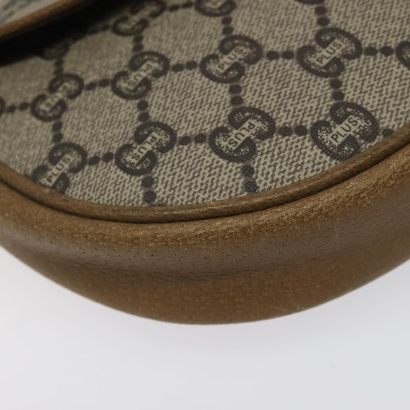 GUCCI GG Plus Supreme Shoulder Bag PVC Leather Beige Gold Auth th5906