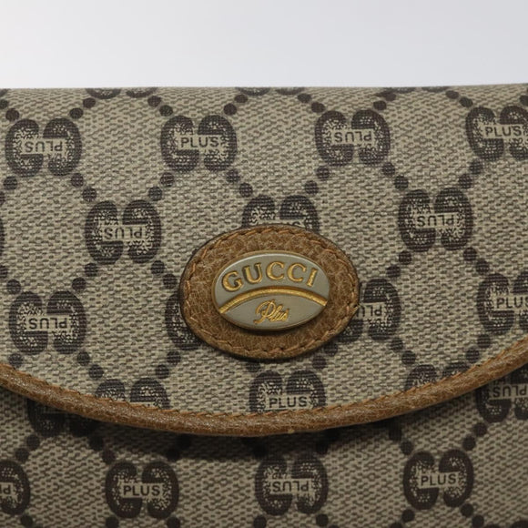 GUCCI GG Plus Supreme Shoulder Bag PVC Leather Beige Gold Auth th5906