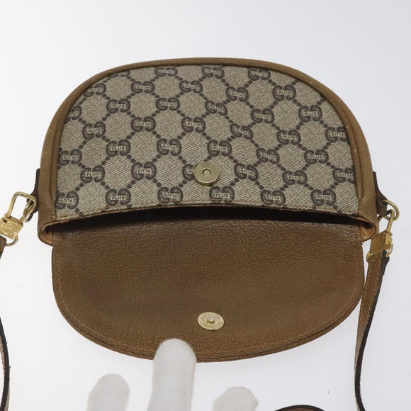 GUCCI GG Plus Supreme Shoulder Bag PVC Leather Beige Gold Auth th5906