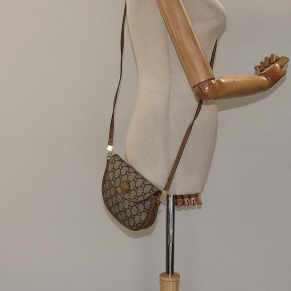 GUCCI GG Plus Supreme Shoulder Bag PVC Leather Beige Gold Auth th5906