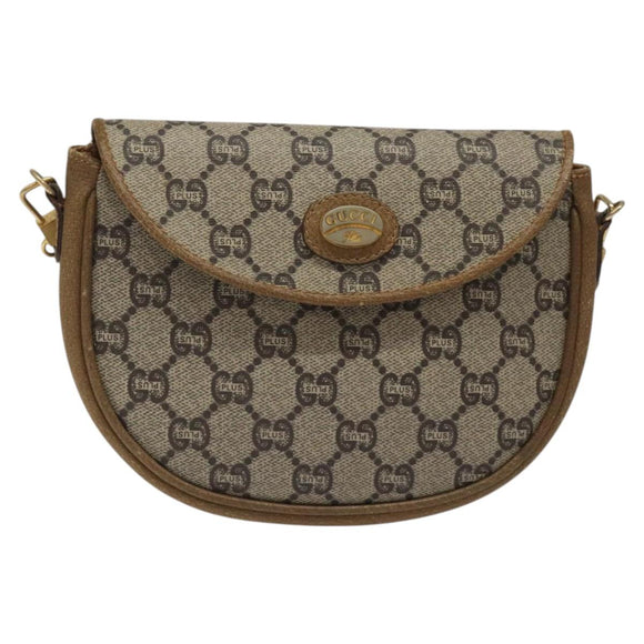 GUCCI GG Plus Supreme Shoulder Bag PVC Leather Beige Gold Auth th5906