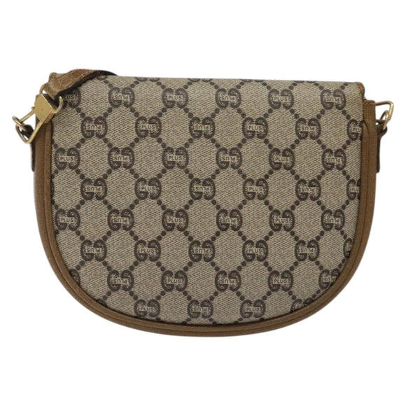 GUCCI GG Plus Supreme Shoulder Bag PVC Leather Beige Gold Auth th5906