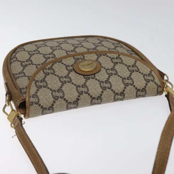 GUCCI GG Plus Supreme Shoulder Bag PVC Leather Beige Gold Auth th5906