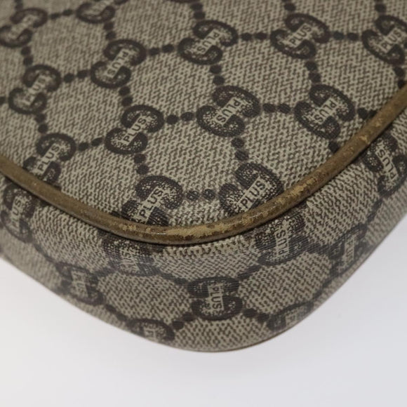 GUCCI GG Plus Supreme Shoulder Bag PVC Leather Beige Gold Auth th5907