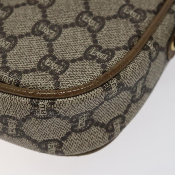 GUCCI GG Plus Supreme Shoulder Bag PVC Leather Beige Gold Auth th5907