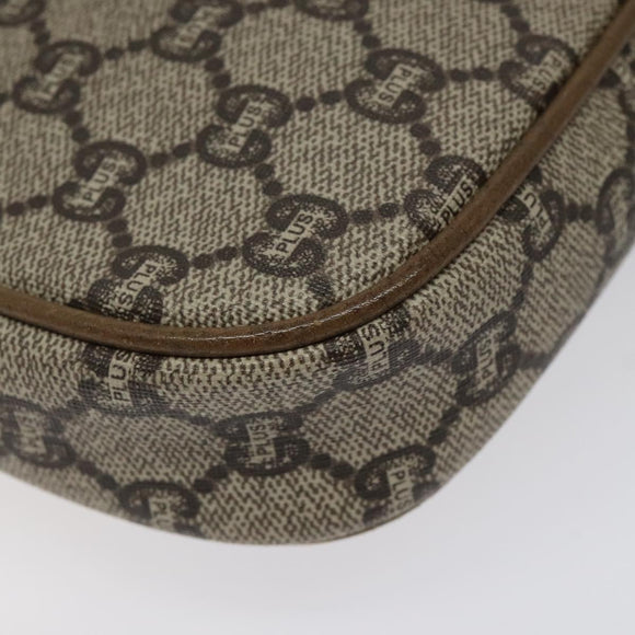GUCCI GG Plus Supreme Shoulder Bag PVC Leather Beige Gold Auth th5907