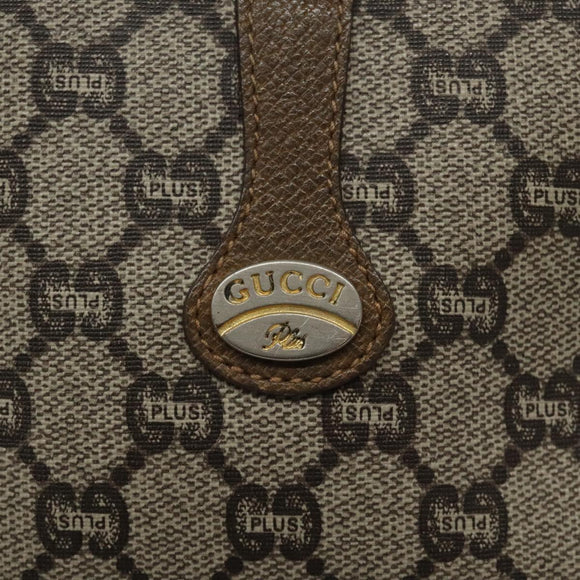 GUCCI GG Plus Supreme Shoulder Bag PVC Leather Beige Gold Auth th5907