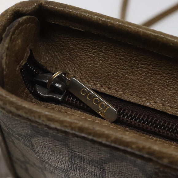 GUCCI GG Plus Supreme Shoulder Bag PVC Leather Beige Gold Auth th5907