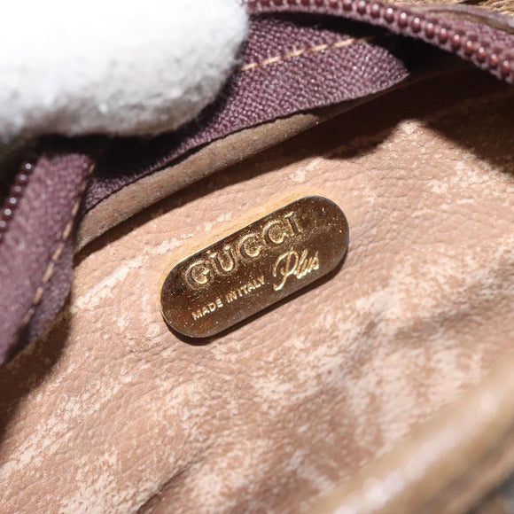 GUCCI GG Plus Supreme Shoulder Bag PVC Leather Beige Gold Auth th5907