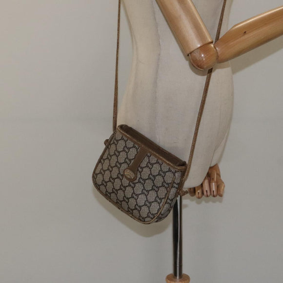 GUCCI GG Plus Supreme Shoulder Bag PVC Leather Beige Gold Auth th5907