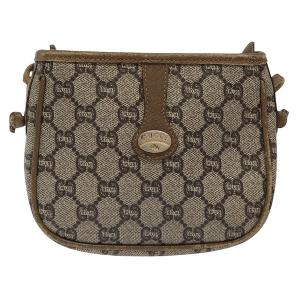 GUCCI GG Plus Supreme Shoulder Bag PVC Leather Beige Gold Auth th5907