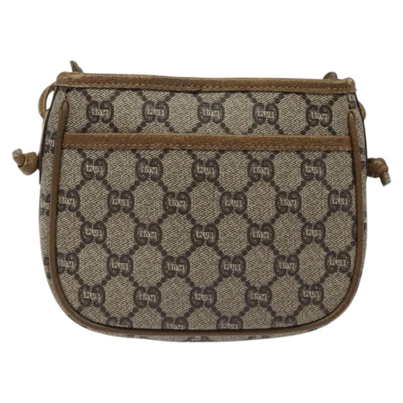 GUCCI GG Plus Supreme Shoulder Bag PVC Leather Beige Gold Auth th5907