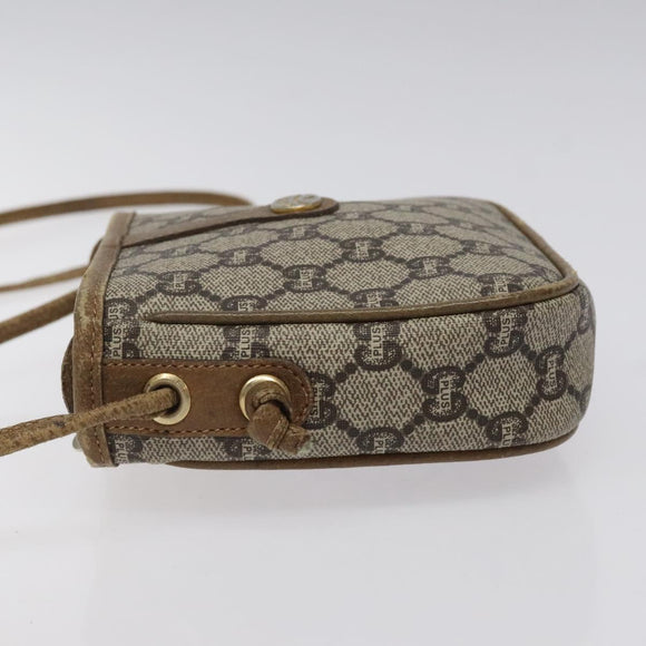 GUCCI GG Plus Supreme Shoulder Bag PVC Leather Beige Gold Auth th5907