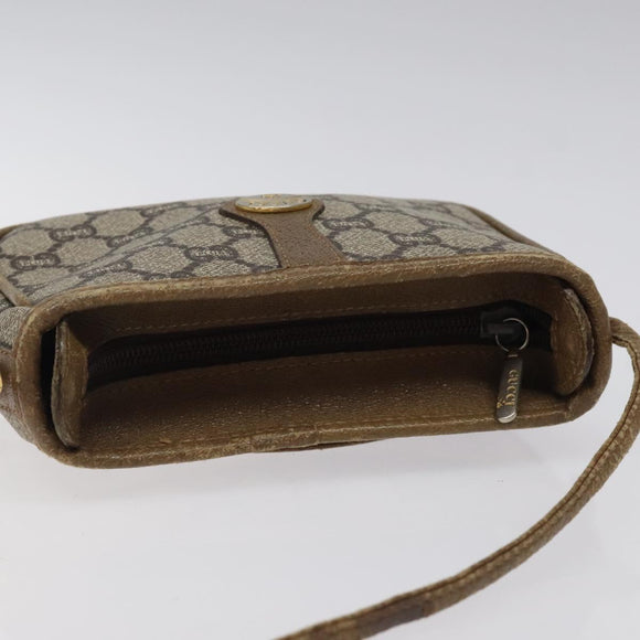 GUCCI GG Plus Supreme Shoulder Bag PVC Leather Beige Gold Auth th5907