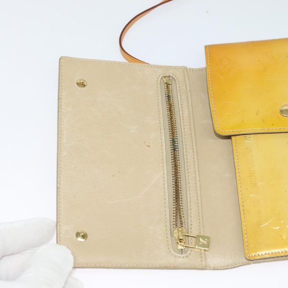 LOUIS VUITTON Monogram Vernis Walker Wallet Beige M91074 LV Auth th5910