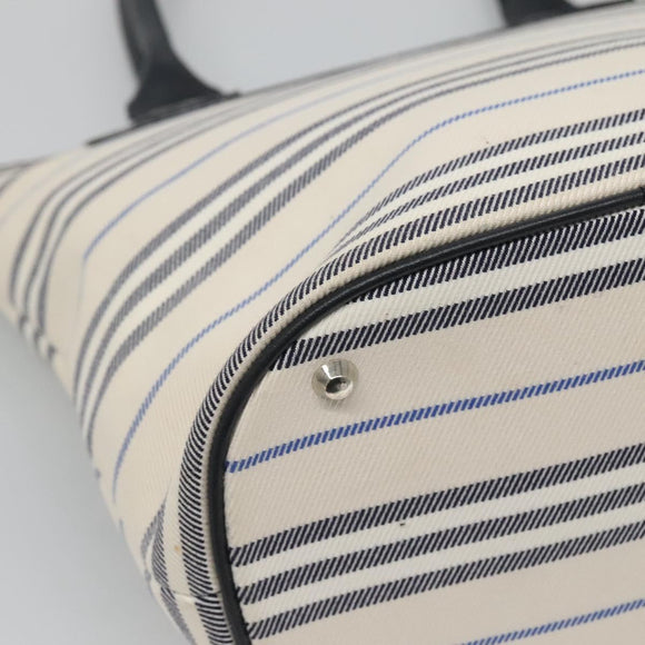 BURBERRY Hand Bag Canvas Beige Silver Auth th5915